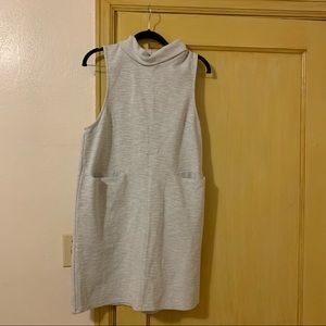 Free People Grey Jumper Style Fold Neck Dress Back Zip Grey Heavy Knit Size Med.